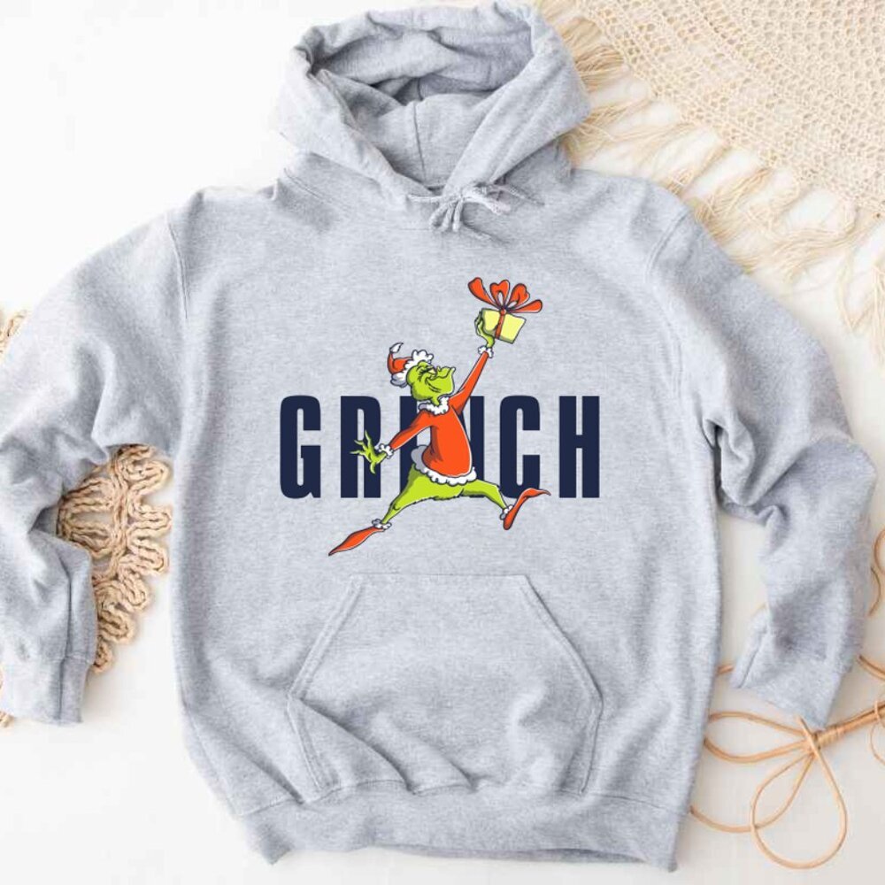 Air Grinch Funny Christmas Santa Holiday Festive Cozy Graphic Hoodie 17